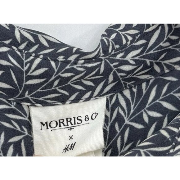 Morris & Co C H&M Floral Collar Chiffon Button Long Sleeve‎ Blouse Sz 2 Career - Picture 5 of 10